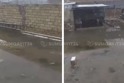 Sumqayıtda kanlizasiya suyu evlərə dolur - VİDEO