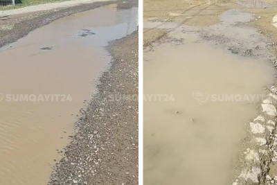 Sumqayıtda iki küçəni su basıb