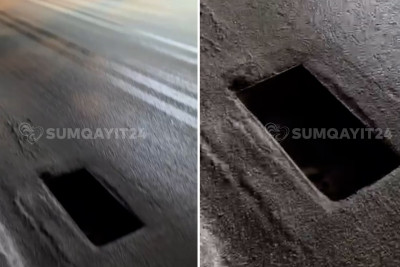 Sumqayıtda açıq kanalizasiya lüku: Sakinlər təhlükə altında