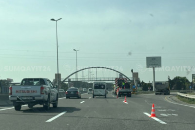 Sumqayıt yolunda xətlənmə işləri görülür