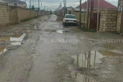 Tağıyev qəsəbəsində asfalt yollar çöküb