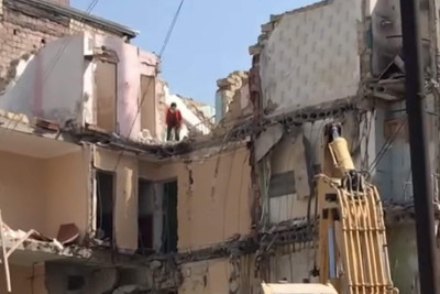 Partlayış baş verən binanın SON HALI - VİDEO