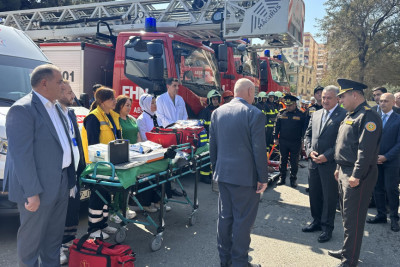 FHN-in Sumqayıt Regional Mərkəzi nümunəvi mülki müdafiə məşqi keçirib