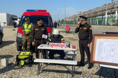 Sumqayıtda yanğın-taktiki təlim keçirilib