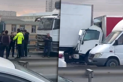 Bakı-Sumqayıt yolunda yük maşınları TOQQUŞUB