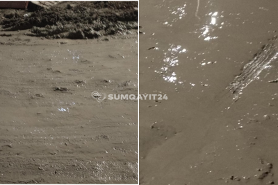 Sumqayıtda mart ayında sökülən yol indi "bataqlığa" çevrilib