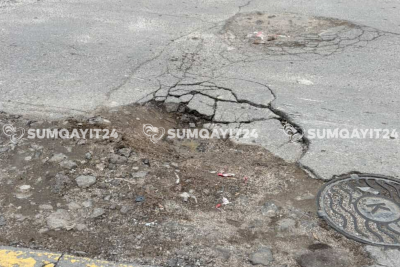 Sumqayıtda məktəb yolunda TƏHLÜKƏ