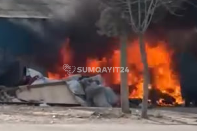 Sumqayıtda yaşayış binasının yaxınlığında YANĞIN