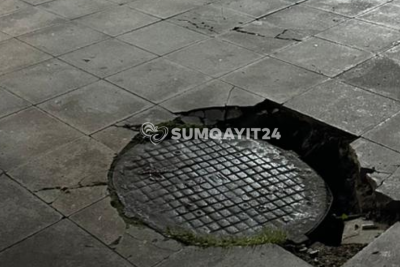 Sumqayıtda yolun ortasında REAL TƏHLÜKƏ