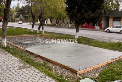 Sumqayıtda növbəti gecə əməliyyatı - Yaşıllığa beton tökdülər