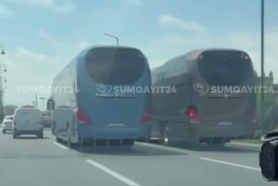 Sumqayıtda avtobus təhlükəli manevr etdi