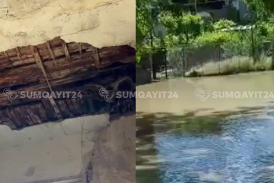 Qəzalı evlər, zirzəmilərə dolan çirkab su - Sumqayıtdan ŞİKAYƏT