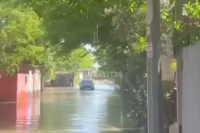 Sumqayıtda suya qərq olan qəsəbə..