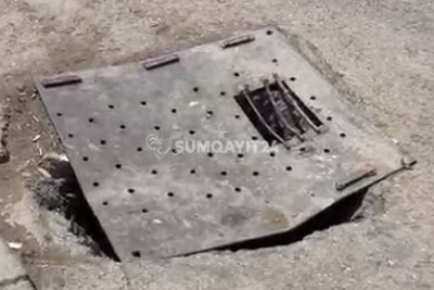 Sumqayıtda piyada yolunda təhlükə mənbəyi