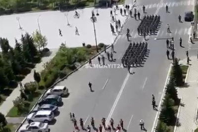 Sumqayıtda hərbi yürüş keçirilib
