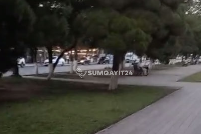 Sumqayıt sakini xiyabanda zibil qutusu axtarışında