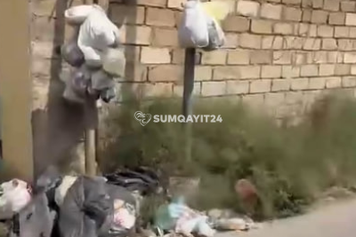 Sumqayıtda dirəklər zibil qutusunu əvəz edir… - VİDEO